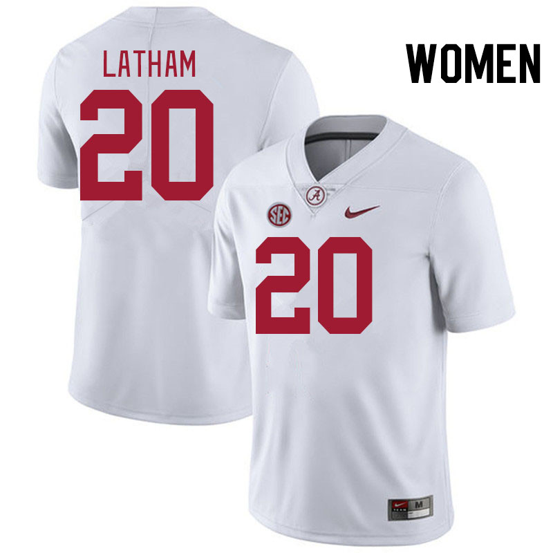 Women #20 Jah-Marien Latham Alabama Crimson Tide College Football Jerseys Stitched-White